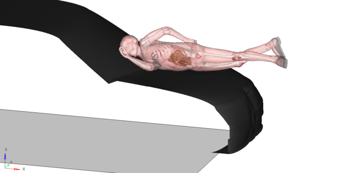 Simulation using a human body model.