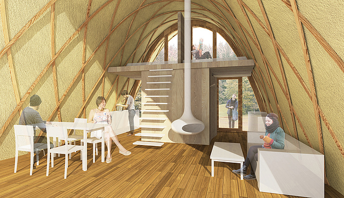 © Schade - TU Graz/ITE Strohboid used as a living space (rendering)
