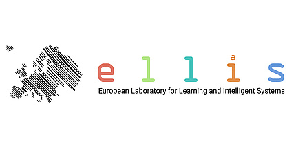 Ein Logo mit einer Karte von Europa auf dem rechts davon in Kleinbuchstaben ellis steht und darunter European Laboratory for Learning and Intelligent Systems