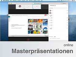 Window of web conference with shared presentation.