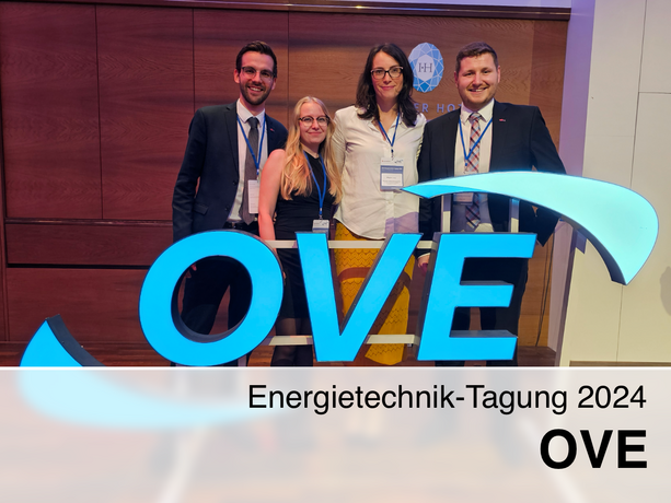 all four participants of our institute in front of the OVE logo