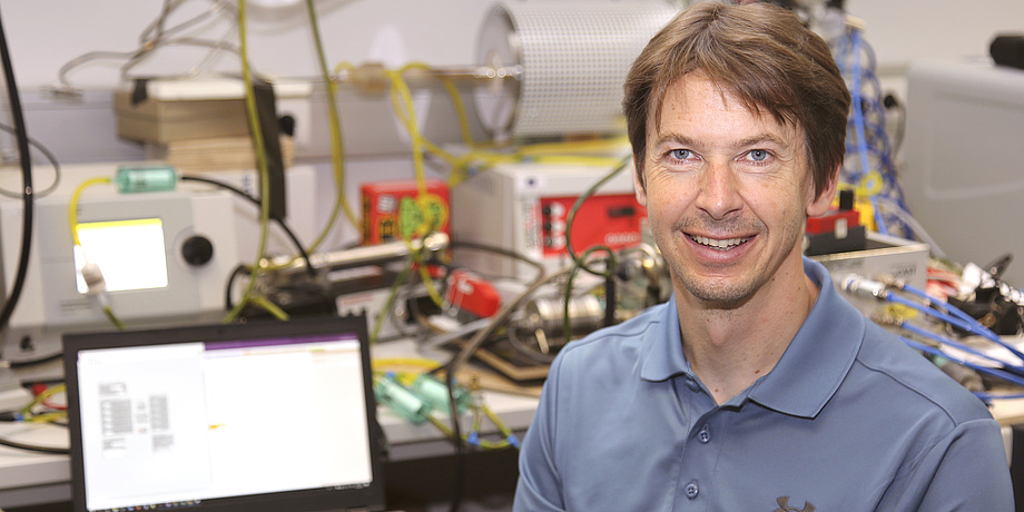 A man in an electrical engineering laboratory