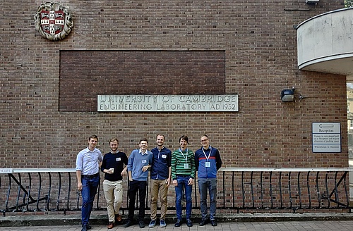 a group of researchers of the institute in front of the Cambridge University Engineering Department