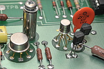 Various electronic components in through whole technology.