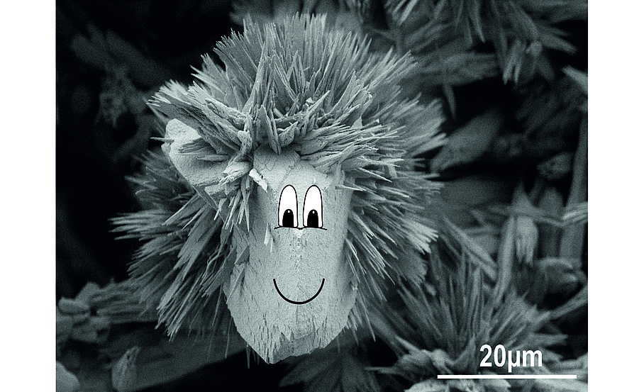 Aragonite and calcite crystals