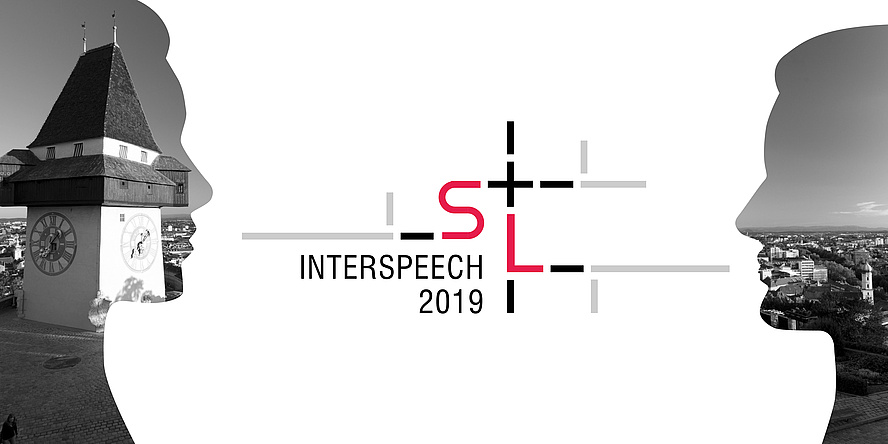 Zwei Silhouetten, dazwischen der Titel der Konferenz "Interspeech 2019"