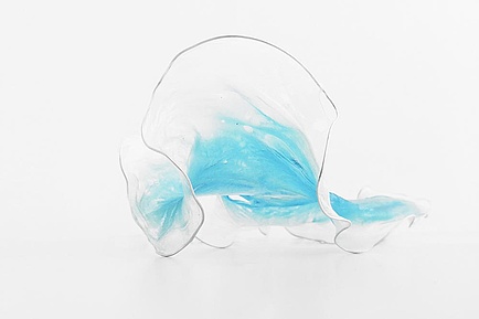 Blue 3D sculpture made of alginate