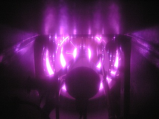 Combustor of the air heater seen from behind through an inspection hole during acoustic measurements on November 5, 2008.