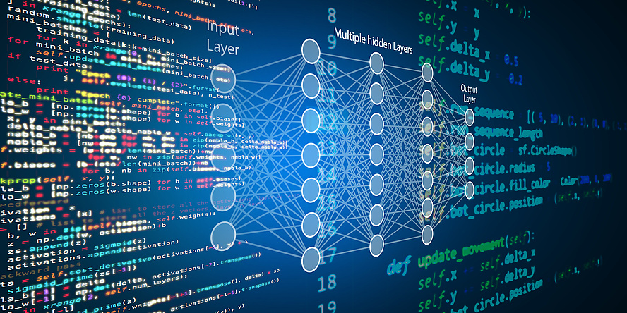 Grafische Darstellung von Codes und Netzwerken.