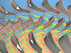 Entropy contours and pressure gradients in a 1 1/2 turbine stage