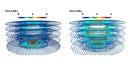 Visualisation of the simulation results