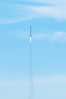 The successful flight of ISPIDA. Image source: ASTG A rocket flies into the sky.