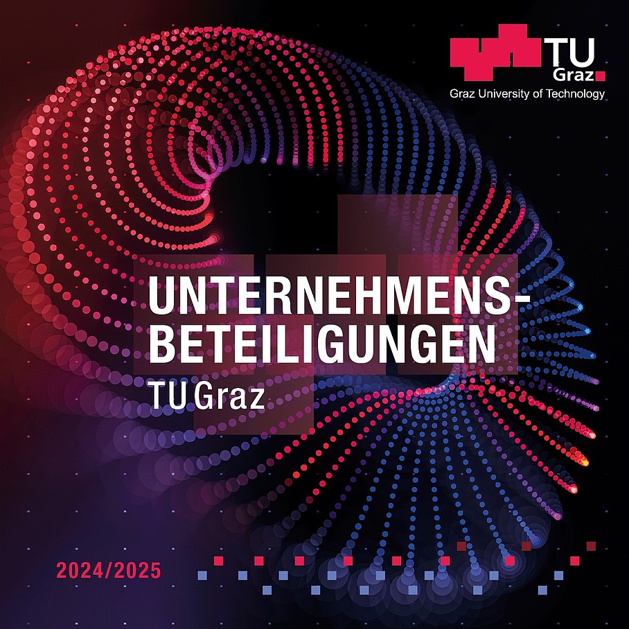 Bild der Alten Technik, Logo der TU Graz und der Text: Unternehmensbeteiligungen TU Graz