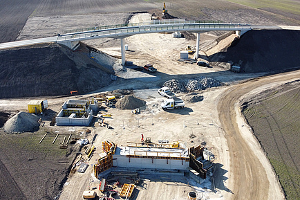 Aerial view of the construction site 