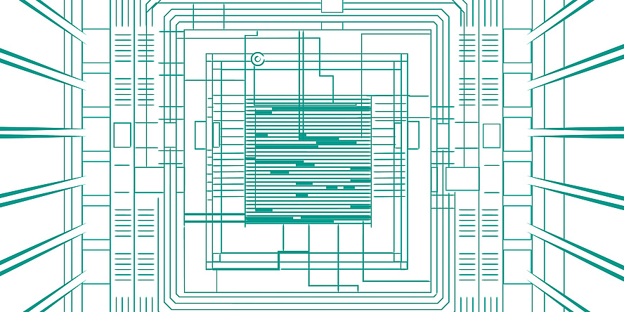 Eine schematische Darstellung eines Mikrochips.