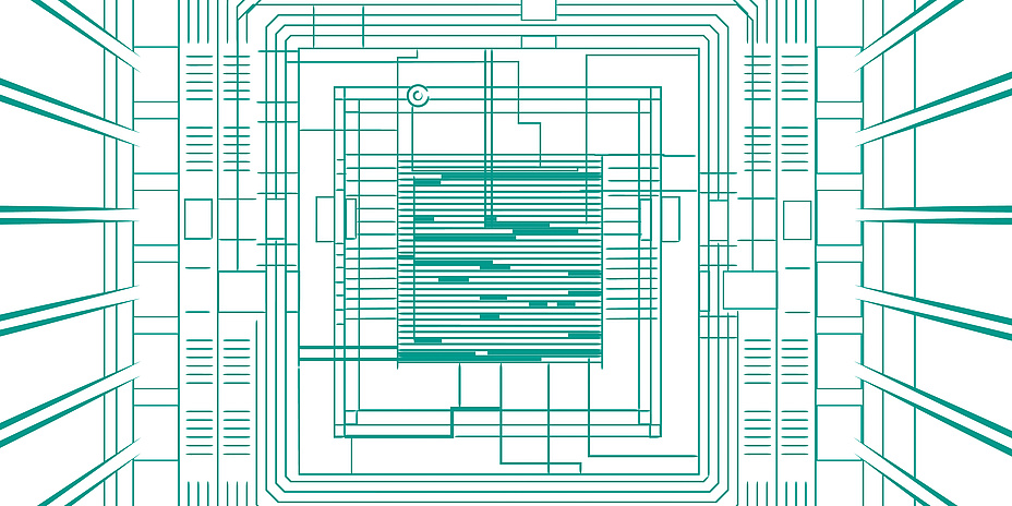 Eine schematische Darstellung eines Mikrochips.