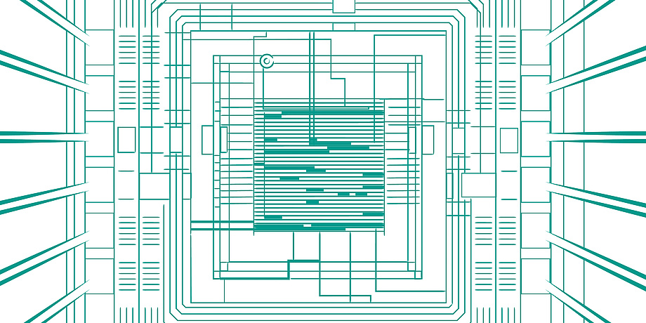 Eine schematische Darstellung eines Mikrochips.