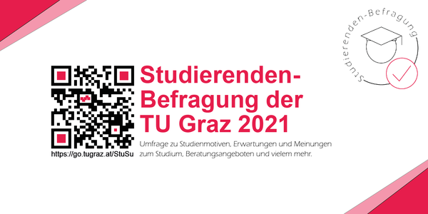 QR-Code besides the German text: Studierendenbefragung der TU Graz 2021