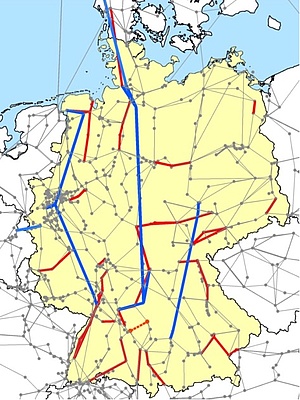 220/380-kV-Netz von Deutschland. Bestand samt EnLAG 2009 und NOVA-Netzprojekte.