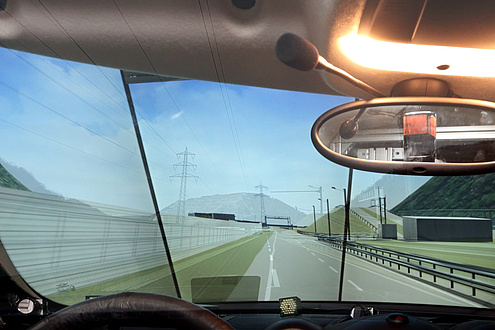 Projection of a test track in the driving simulator