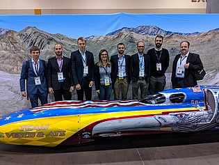 8 members of the institute attended the ASME Turbo Expo Conference in Phoenix, USA, the world's largest conference on gas turbines and turbomachinery, and presented 7 papers.  The car is the Vesco Turbinator II, the first car exceeding 500 mph