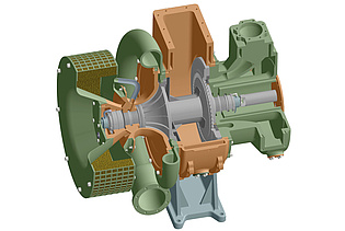 Design example of large engine turbocharger taken from this year's design practical at the Institute for Thermal Turbomachinery and Machine Dynamics (Lerch W., Baumhakl Ch., Moser Ch.)