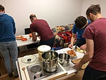 team members cooking