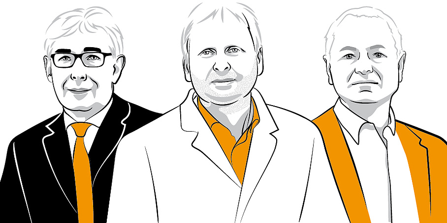 Ein Portrait von drei Männern