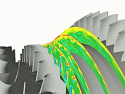 Vorticity structures in an intermediate turbine duct