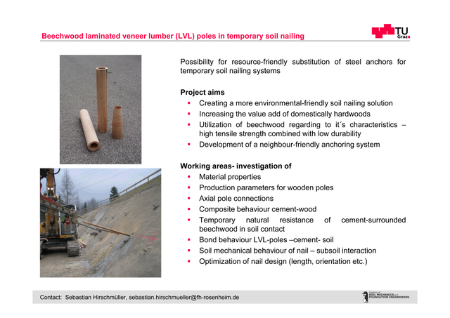 beechwood laminated veneer lumber (LVL) poles in temporary soil nailing