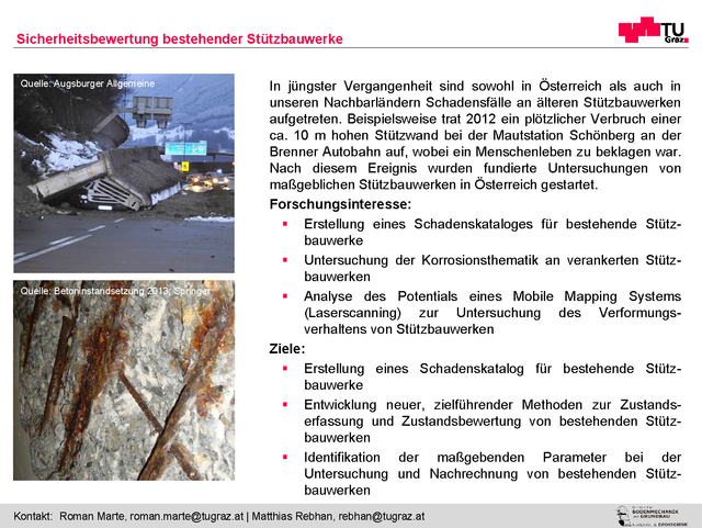 Sicherheitsbewertung bestehender Stützbauwerke