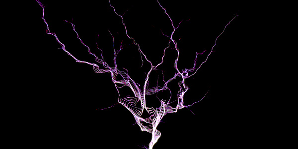 Violetter Blitz auf schwarzem Hintergrund Zur Vorlesung über Elektrotechnik an der TU Graz