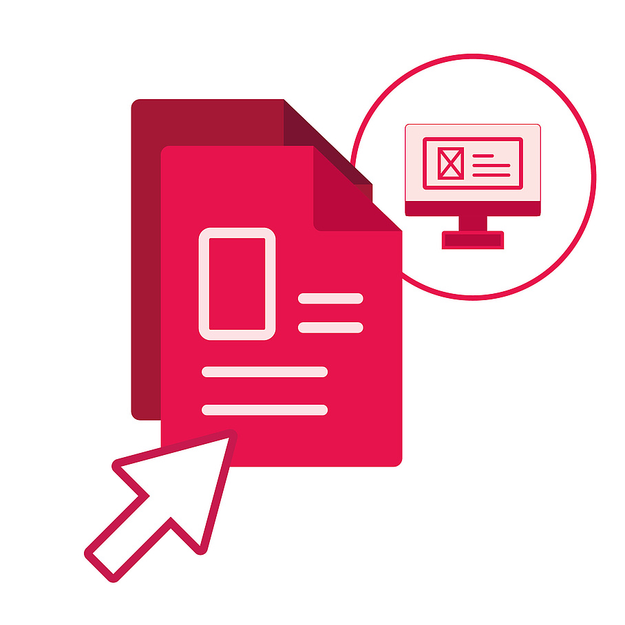 Icons mit einem Computer und einem Dokument