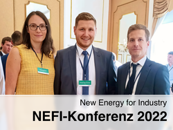 [Translate to Englisch:] Sonja Wogrin, Alexander Konrad und Thomas Klatzer auf der NEFI-Konferenz.
