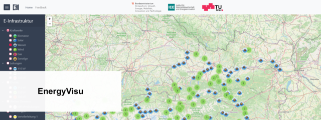 Map of Austria with hydro power plants.