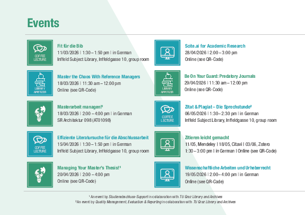 first page of the Library's event flyer for the summer semester 2026