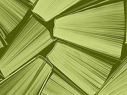 Bücher mit grünem Farbfilter darüber gelegt