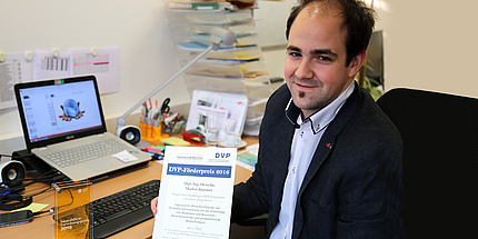 Construction management engineer Markus Kummer at his working place at TU Graz’s Institute of Construction Management and Economics