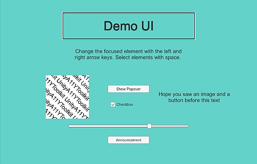 Computer-Screenshot mit türkisem Hintergrund und der Überschrift "Demo UI"