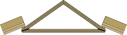 Computer graphic of a cross-sectional view of a triangular cross-laminated timber girder.