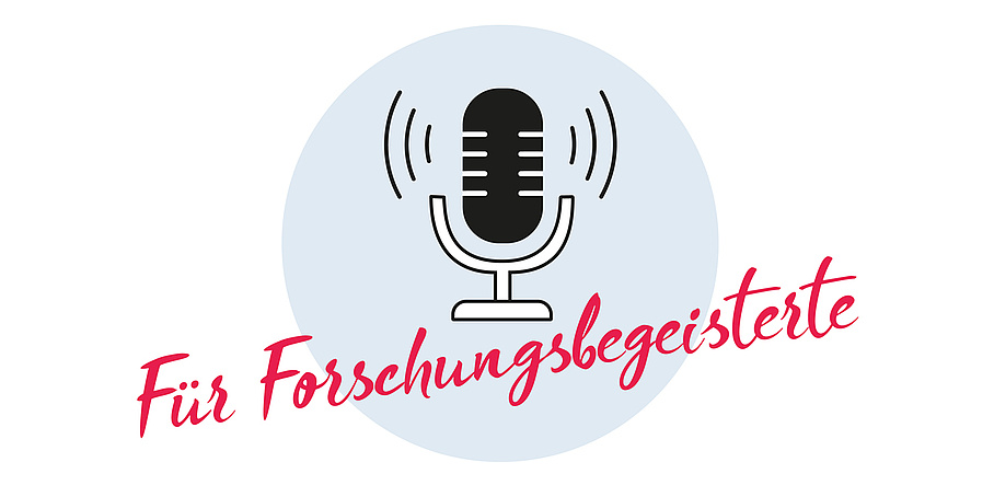 Ein Mikrofon mit dem Schriftzug „Für Forschungsbegeisterte“.