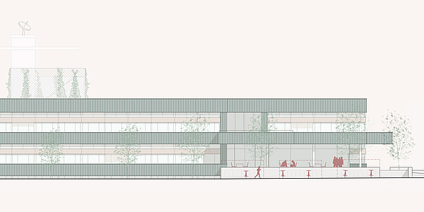 Grafische Dastellung einer Gebäudefassade 