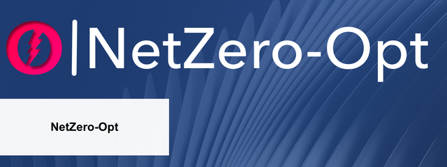 Logo of NetZero-Opt. Zero with lightning in the middle.