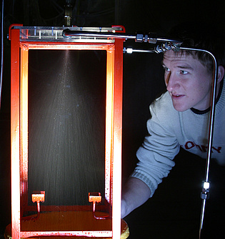 Andreas Lechner performing spray tests