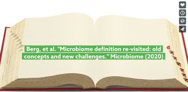 Opened book with tilte Microbiome definition re-visited