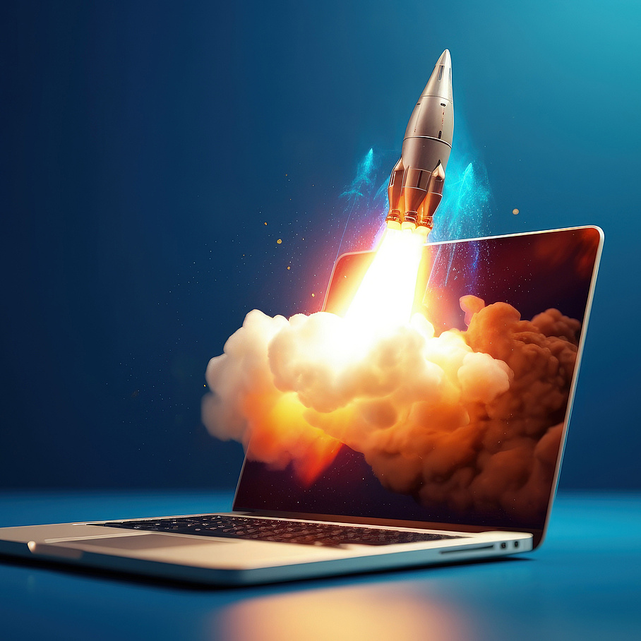 Stock photo of a space rocket starting symbolizing to apply now