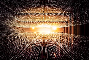 schematic representation of flying digital data