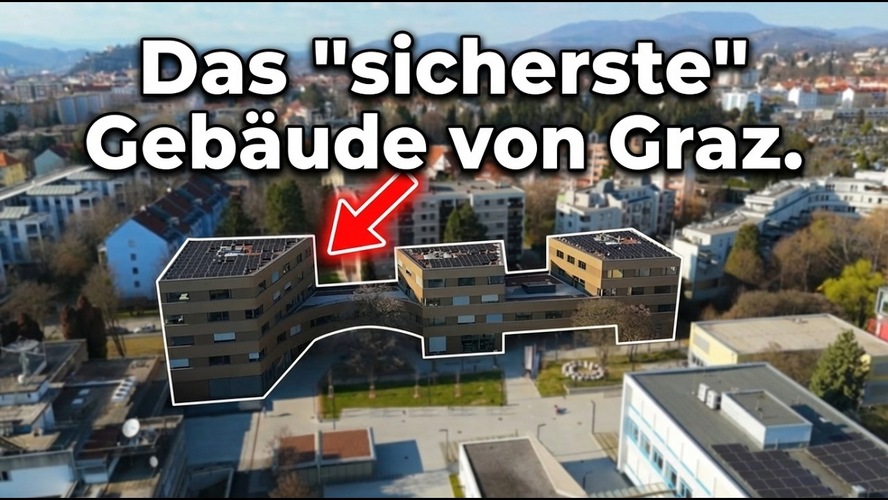  A screenshot of the video shows the building from above.