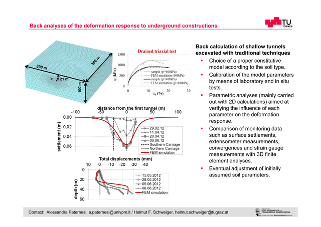 Back analyses of the deformation response to underground constructions