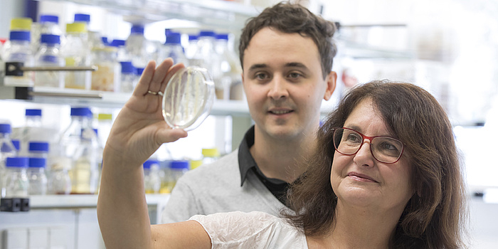 A man and a woman at a lab.